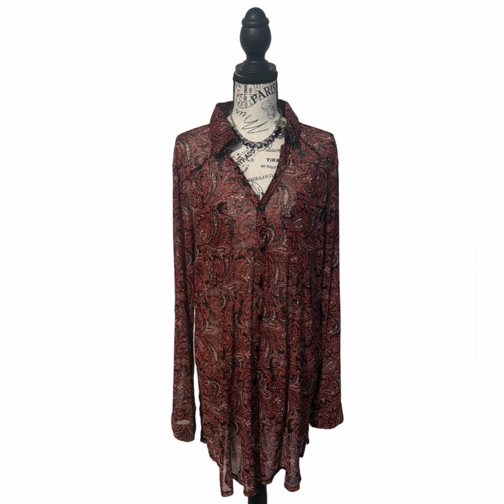 Paisley Tunic Top- Convertible Sleeves